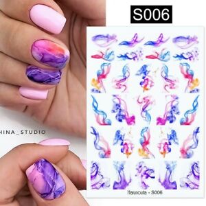 Nail Art Stickers Decals Transfers Wavy Swirls Marble Effect Marble Runs (S006)