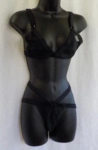 Bikini N' Waves Bikini Size S NIP Black Nylon Blend Lined Bottoms Skimpy Sexy - Picture 1 of 12