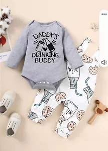 Baby Slogan Graphic Bodysuit & Cartoon Graphic Overall Jumpsuit - Picture 1 of 7