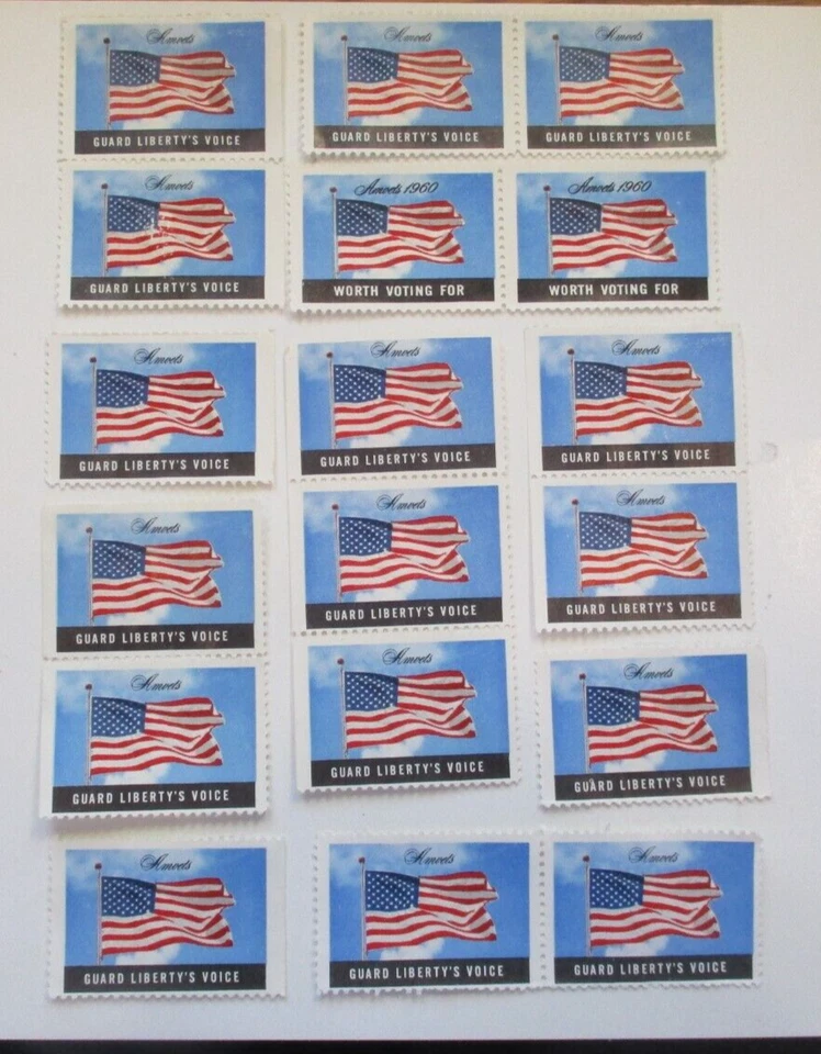 CINDERELLA LOT (15)  AM FLAG  AMVETS , SINGLES, PAIRS, CLEAR THE DESK - Image 1 of 1