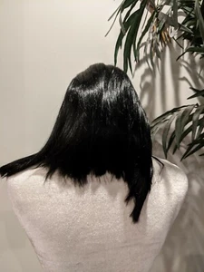 10' in to 12' Short/Long Black Wig Shoulder Length Hair - Picture 1 of 1