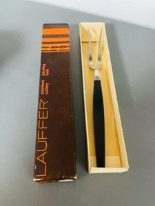 Lauffer ONYX schwarz Edelstahl Schnitzen Fleischgabel Norwegen 10 Zoll 2 Zinken - Bild 1 von 6