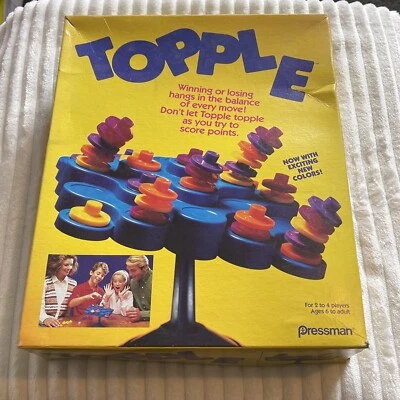 Vintage Topple Board Game Vintage 1999 Pressman Balancing Game  - Image 1 of 4