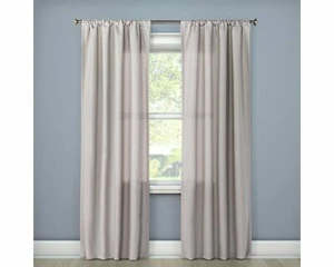 Room Essentials Twill Curtain Panel, Gray, 42" W x 63" L (New Open Package) - Picture 1 of 1