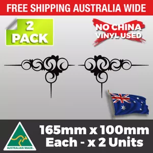 2 x SCROLLS Horse Float Trailer Riding Racing Car Ute Truck Corner Sticker Decal - Picture 1 of 7