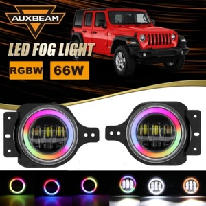 For Jeep Wrangler JL 18-21 Auxbeam 4" RGB LED Fog lights & Mount Bracket Kit - Picture 1 of 12