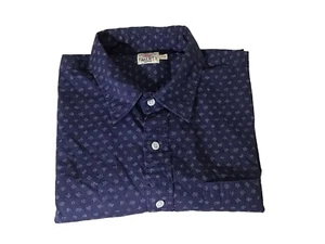 Faherty Men Navy Blue Geometric Print Short Sleeve Button Up Casual Shirt Sz XL - Picture 1 of 16