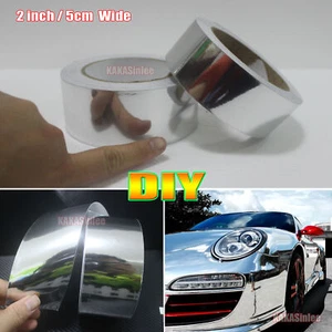 2in x 100FT Christmas Decors Strips Silver Mirror Chrome Vinyl Wrap Car Sticker - Bild 1 von 7