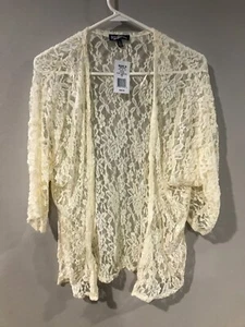 NWT Kohls Freshman Floral Cardigan Sz Small Antique White - Picture 1 of 4
