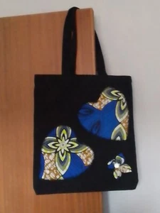 Stylish tote bag – Handmade, with heart and flower appliques, Unique Design - Picture 1 of 1