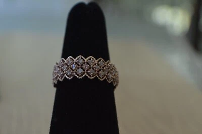 0.25ct Uncut Pink Diamond Ring 14K RG & Rhodium over Sterling Silver Size 6 - Image 1 of 4