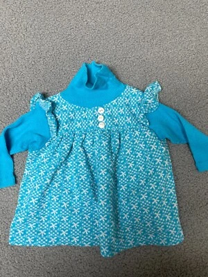 Vintage Carters Baby Girls Sweater tunic top Size 2T blue turtleneck - Image 1 of 4