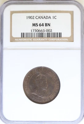 1902 Canada Large Cent NGC - MS64BN - Image 1 of 3