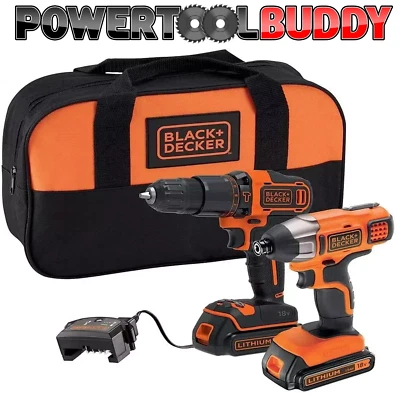 Black & Decker BCK25S2S-GB 18V Cordless Combi Drill and Impact Driver - Image 1 of 4