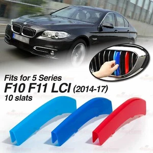 10 Bar Kidney Grille  M-Color Cover Trim Clip Fits BMW 5 Series F10 F11 14-2017 - Imagen 1 de 8