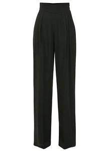 NWT ELISABETTA FRANCHI HIGH-WAISTED PALAZZO TROUSERS PA09078E201530 BLACK - Picture 1 of 5