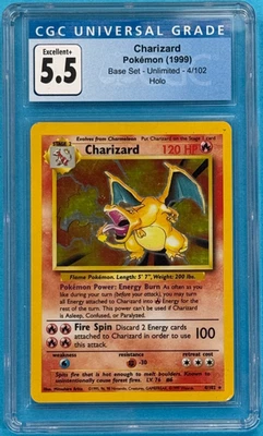 Pokémon TCG 1999 Charizard Holo Rare Base Set Unlimited 4/102 CGC 5.5 - Image 1 of 4