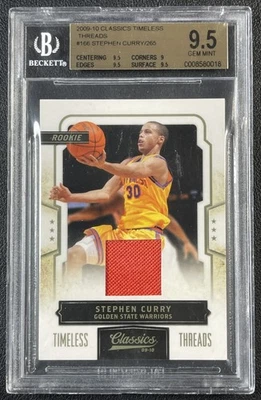 Camiseta deportiva Stephen Curry BGS 9,5 2009 Panini Classics #166 Timeless Threads RC/265 Foto 1 de 2