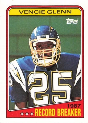 Vencie Glenn 1988 Topps #2 San Diego Chargers Football - Image 1 of 2