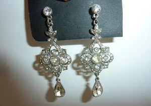 Vintage Silver Bohemian Dangle Earrings Women's Jewelry Rhinestones - Picture 1 of 5