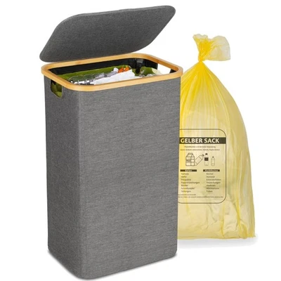 Mülleimer 100L Gelber Sack Ständer Kunststoff Deckel Haushaltsbehälter - Bild 1 von 2