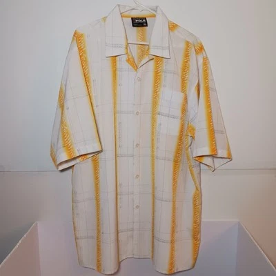 Camisa De Colección Polo Sur Rayas Teñida Con Botones Manga Corta Para Hombre XL Naranja Blanco Foto 1 de 4