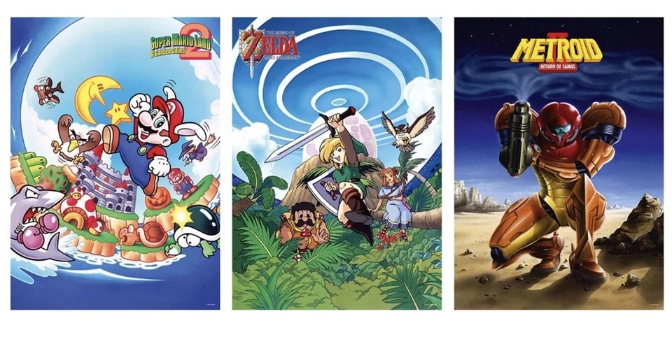 My Nintendo Store Game Boy Poster Set Super Mario Land Zelda Awakening Metroid 2 - Bild 1 von 1