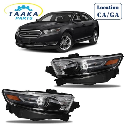 For 2013-2019 Ford Taurus w/ Gray Trim Projector LH&RH Pair Halogen Headlights - Image 1 of 4