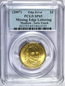(2007) PCGS SP65 Missing Edge Lettering G. Washington Presidential-Satin Finish$ - Bild 1 von 3