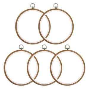 5pcs 8 Inch Embroidery Hoops Frame Round Imitated Wood Circle Cross Stitch Ring - Picture 1 of 7