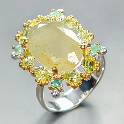 Anillo Único 6 ct+ Anillo Aguamarina Natural Plata de Ley 925 Talla 8/R448145 Foto 1 de 4