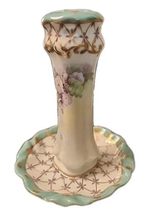 Antique :Paris Royal : Limoge, Hair Pin Holders, Sage Green With White Roses - Picture 1 of 7