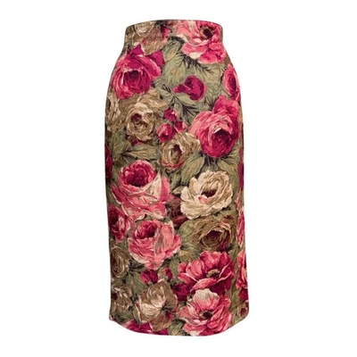 Falda lápiz floral Max Mara talla 14 lino Y2K vintage preppy cottagecore Foto 1 de 4