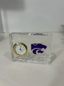 KSU Kansas State Wildcats Clear Clock Paperweight College Football 1” X 3” x 4” - Picture 1 of 4