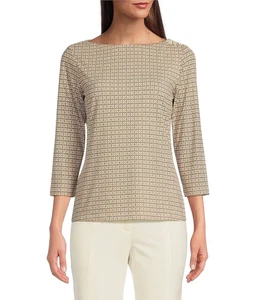 J. McLaughlin "Wavesong" Top, hellbraun/beige Armreif Print, Gr. XS, Neu mit Etikett - Bild 1 von 3