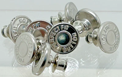 Jean Button Metal Pins 8pcs Set Perfect fit Reusable & Adjustable Pants Loosen - Image 1 of 3