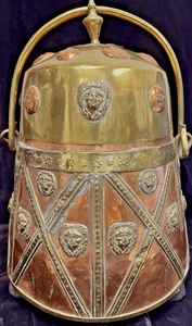Vintage Copper And Brass Covered Ash Bucket With Handle, DD-5 - Picture 1 of 5