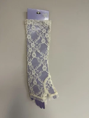 Guantes sin dedos Claire's hasta el codo marfil encaje nuevos en paquete Foto 1 de 2