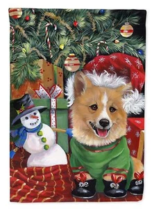 Caroline's Treasures PPP3078CHF Corgi Under My Christmas Tree House Flag Larg... - Picture 1 of 1