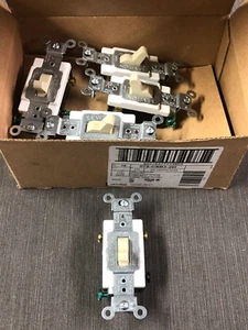 Leviton CSB3-20I Commercial 3 Way Toggle Switch 20A 120/277V Ivory - Box of 10 - Picture 1 of 5