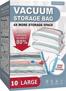 Vacuum Storage Bags, 10 Large Space Saver Bags Seal with Pump, Sealer for Clothe - Picture 1 of 7