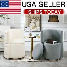 Round Swivel Accent Chair Velvet Barrel ArmChair With Storage For Dressing Room