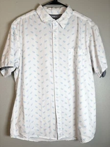 AIRWALK Herren Kurzarm Button Down Hemd Weiß Blau Ananas XL 100% Baumwolle - Bild 1 von 6