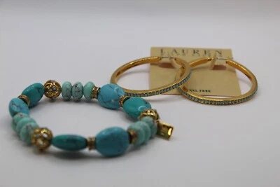 Pulsera/pendientes Ralph Lauren - Pulsera y pendientes turquesa en tono dorado Foto 1 de 3