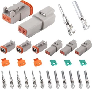 2Pin Connectors Waterproof Electrical Wire Plug Size16 Stamped Contacts 20-14AWG - Picture 1 of 4