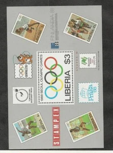 Liberia, Postage Stamp, #1081 Mint NH Sheet, 1988 Olympic Sports - Picture 1 of 1