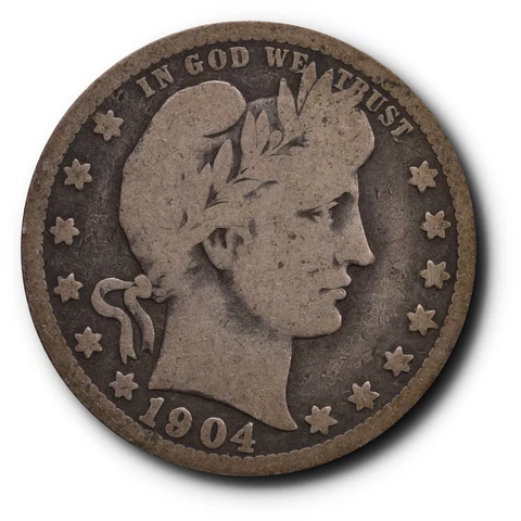 1904 Barber Quarter Silver  25C Cover