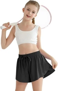 Girls Athletic Flowy Shorts with Pocket 2 in 1 Butterfly Shorts for Teen Girl - Picture 1 of 5