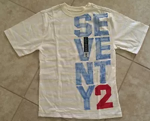 ☀️ NEW Boys Graphic Beige Tee Shirt Top Short Sleeve "Seventy 2" Skater XL 14-16 - Picture 1 of 1
