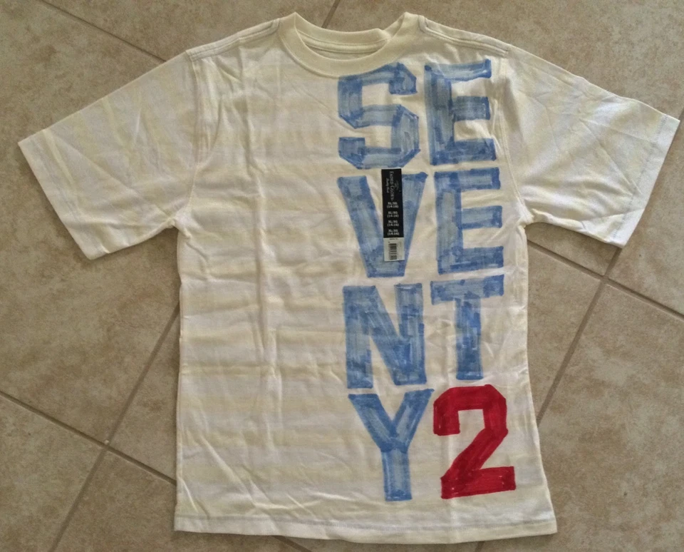 ☀️ Новый мальчиков графический бежевый футболка верхний короткий рукав «Семьдесят 2» Skater XL 14-16 - Изображение 1 из 1